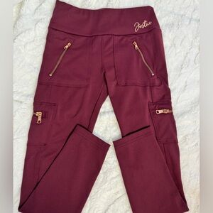 Justice leggings burgundy & gold
